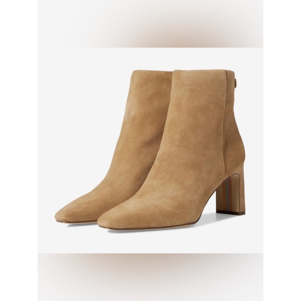 Sam Edelman Hilty Leather Suede Bootie Size 10.5‎ Golden Caramel Block 3" Heel